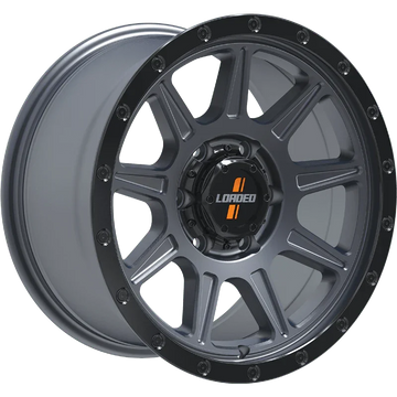 Loaded Gunbarrel Wheels in Grey Center Black Lip